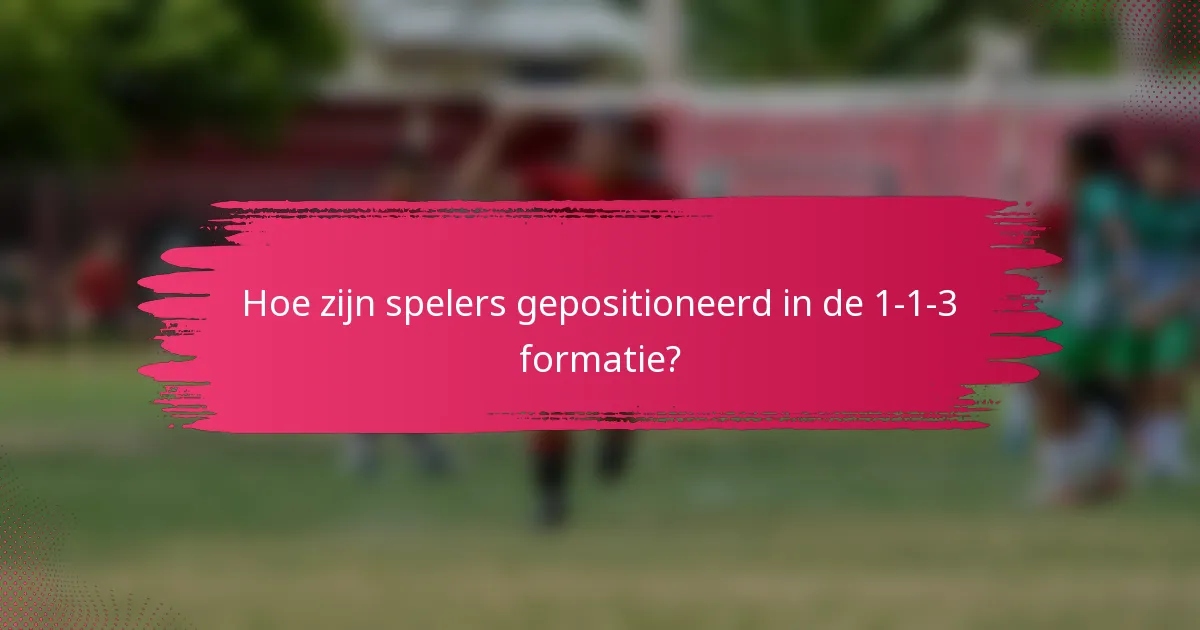 Hoe zijn spelers gepositioneerd in de 1-1-3 formatie?