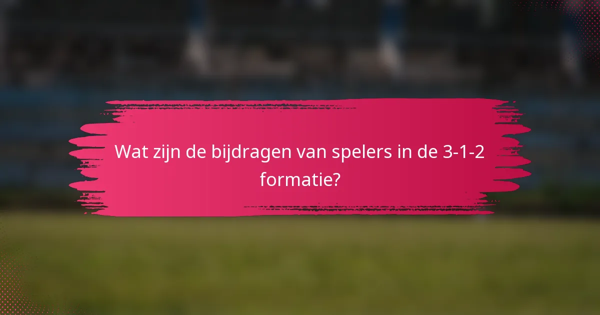 Wat zijn de bijdragen van spelers in de 3-1-2 formatie?